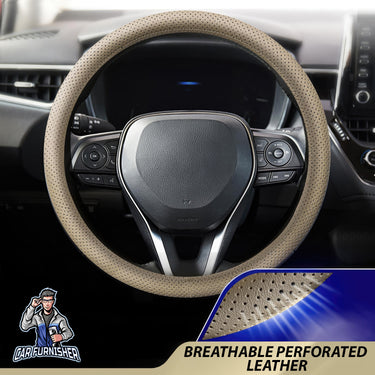 Steering Wheel Cover - Perforated Leather Beige Leather